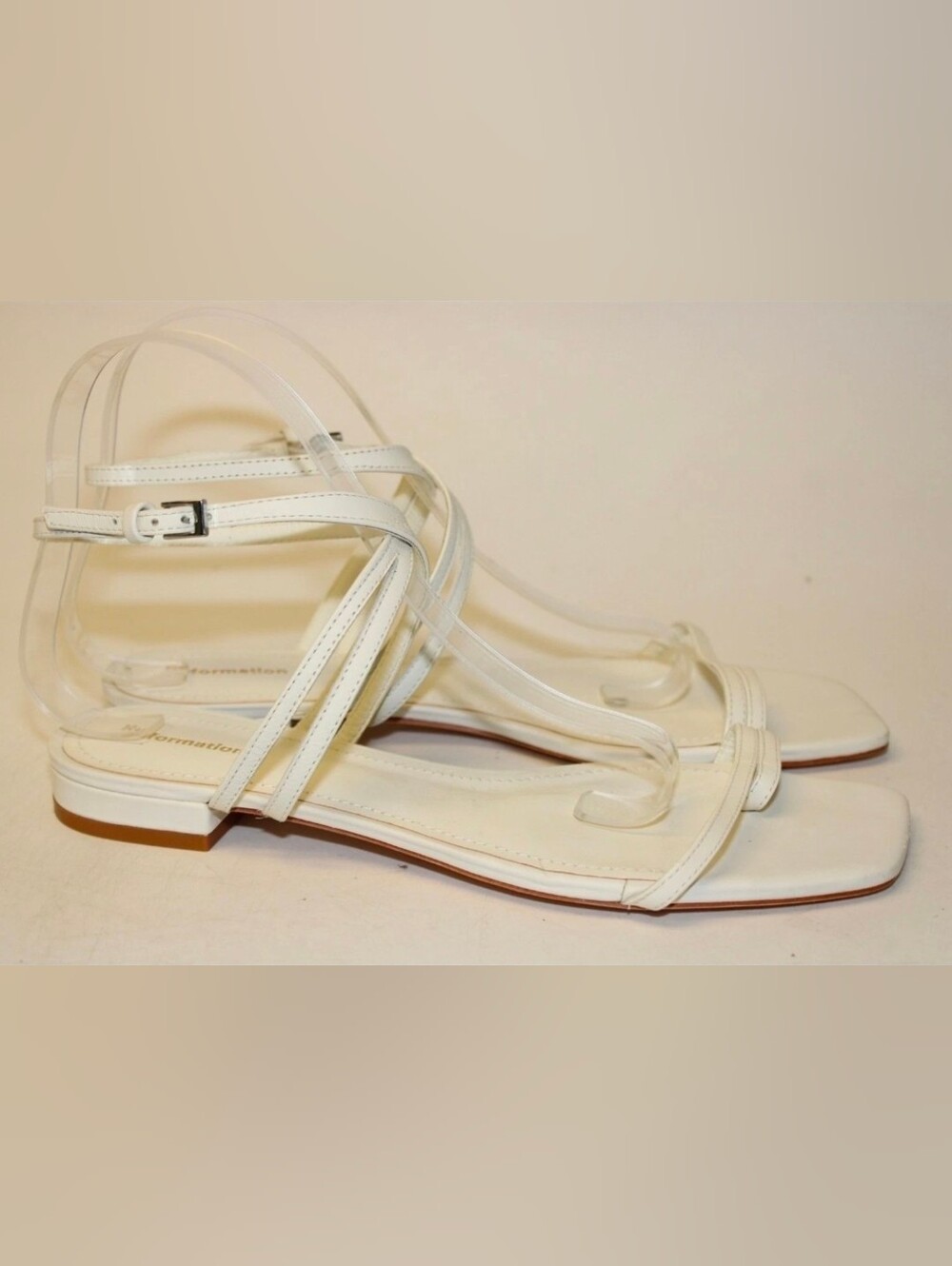 Reformation Sandals NEW White Leather Toe Ring Ankle Strappy Shoes Sandals 8 - Picture 10 of 16
